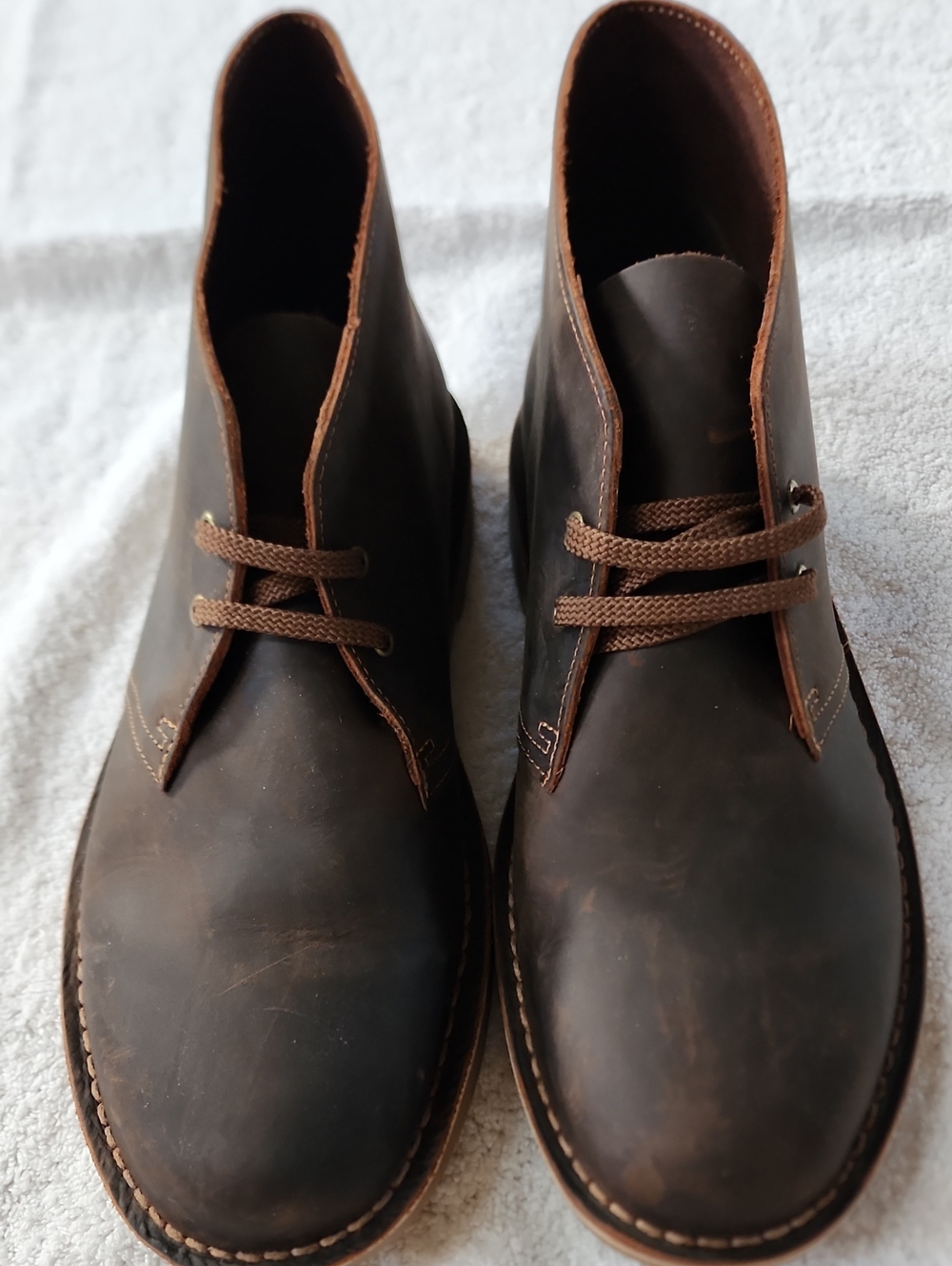 Clarks Men's Bushacre Brown Leather Chukka Boots Size 11.5 Preowned